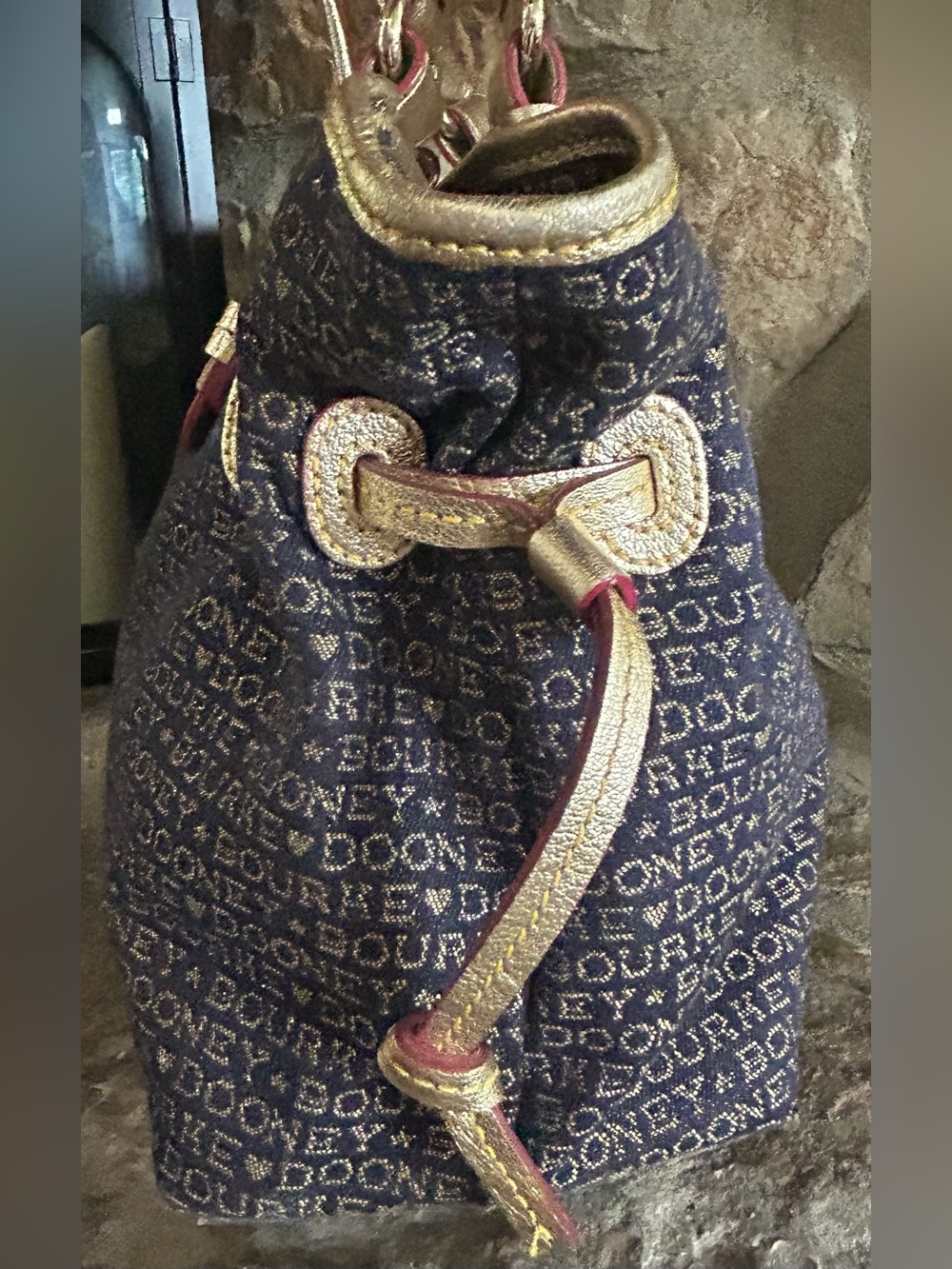 Vintage Dooney & Bourke Denim & Metallic Trim “Chiara" Tote Bag - Picture 7 of 14